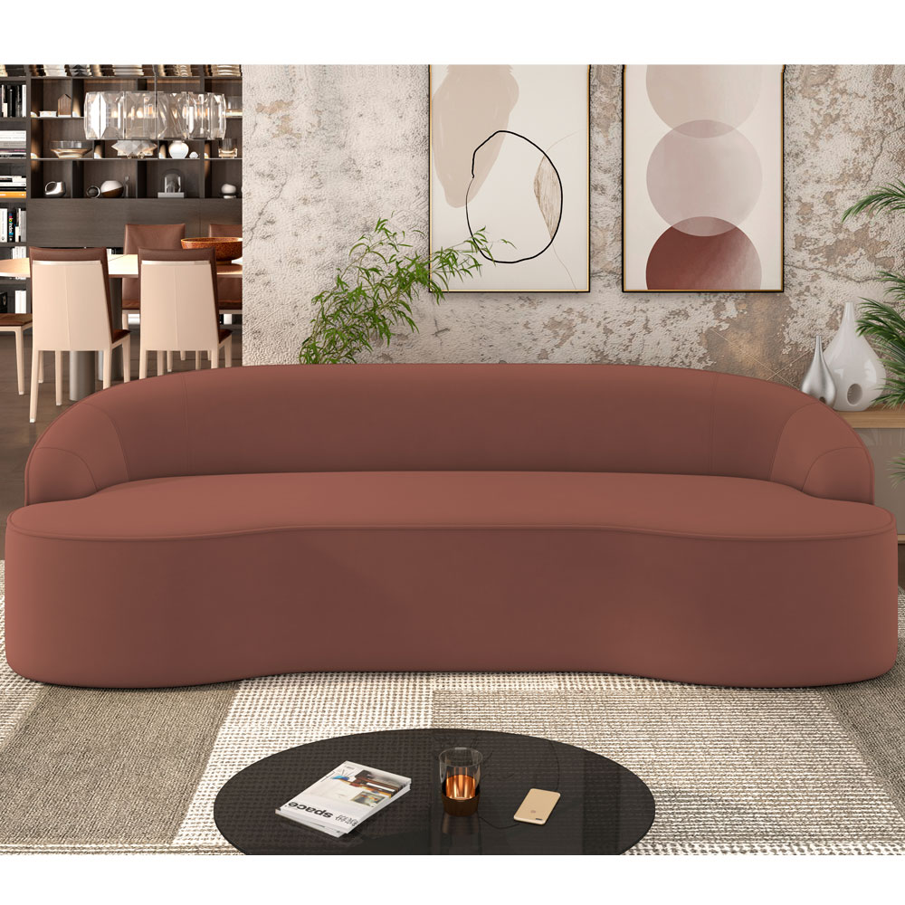 Sofá 4 Lugares Curvo Sala de Estar Living Lótus D02 Veludo Canela 280 cm C-276 - Lyam