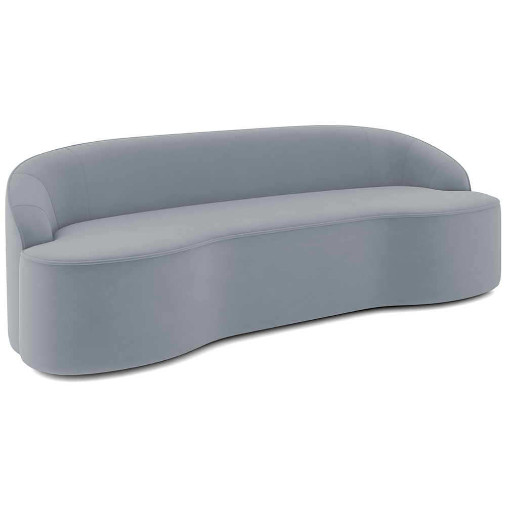 Sofá 4 Lugares Curvo Sala de Estar Living Lótus D02 Veludo Cinza 230 cm C-317 - Lyam Decor