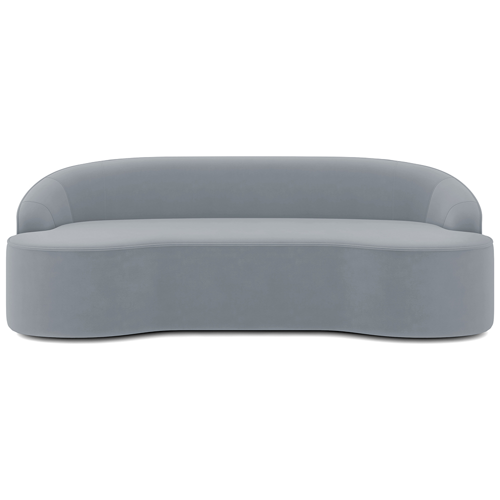 Sofá 4 Lugares Curvo Sala de Estar Living Lótus D02 Veludo Cinza 230 cm C-317 - Lyam Decor