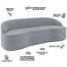 Sofá 4 Lugares Curvo Sala de Estar Living Lótus D02 Veludo Cinza 230 cm C-317 - Lyam Decor