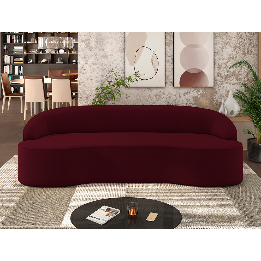 Sofá 4 Lugares Curvo Sala de Estar Living Lótus D02 Veludo Marsala 280 cm C-278 - Lyam