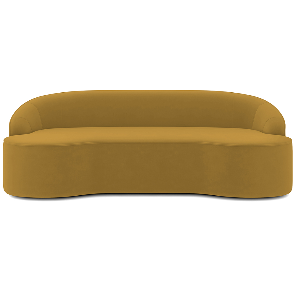 Sofá 4 Lugares Curvo Sala de Estar Living Lótus D02 Veludo Mostarda 230 cm C-279 - Lyam Decor