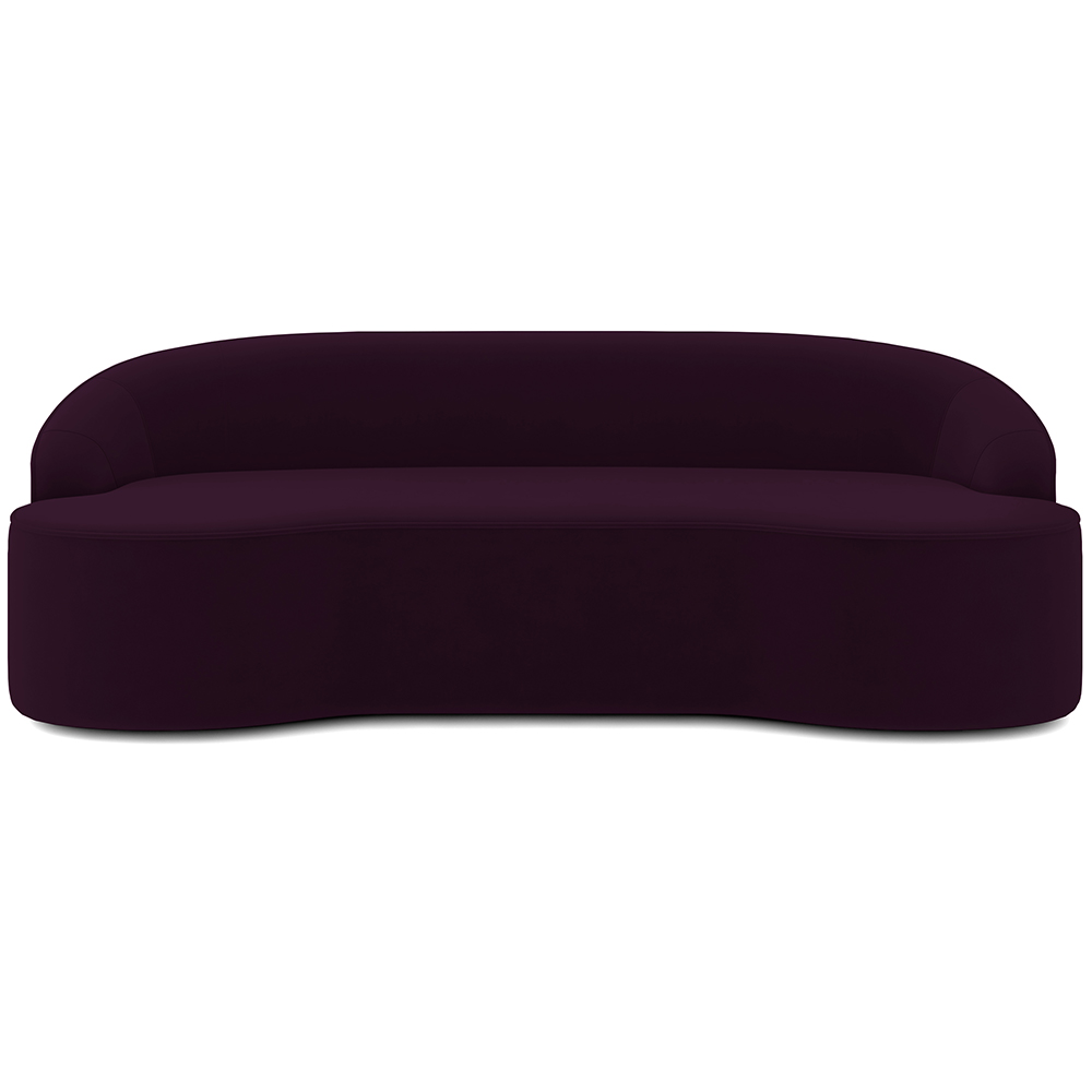Sofá 4 Lugares Curvo Sala de Estar Living Lótus D02 Veludo Roxo 230 cm C-292 - Lyam Decor