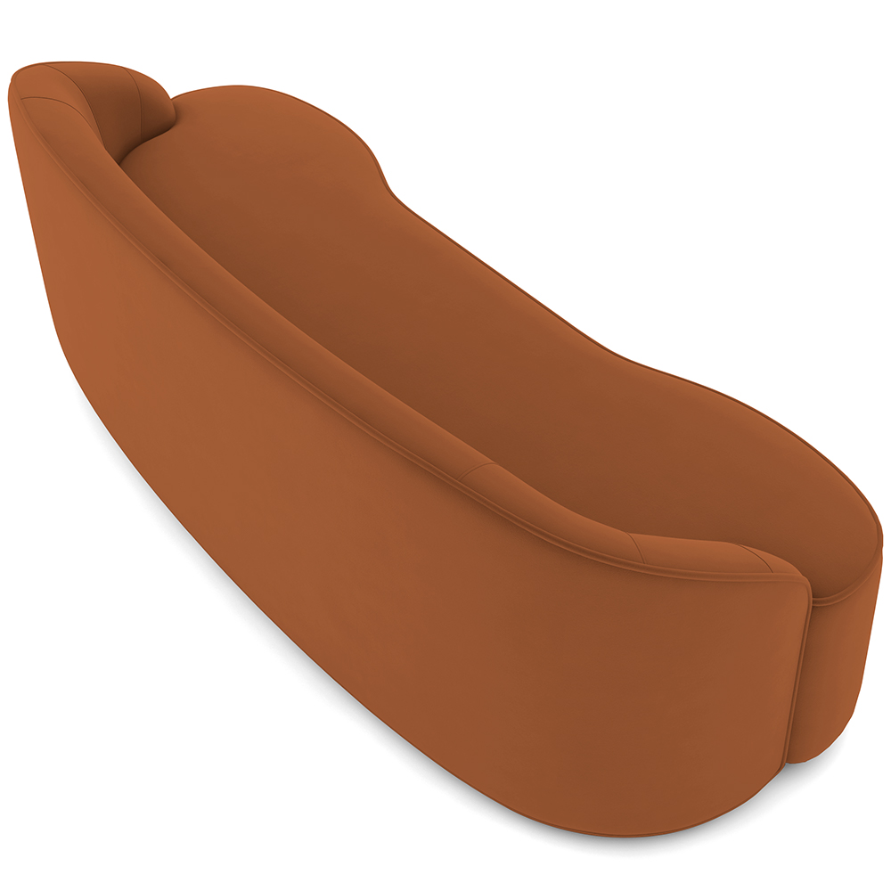 Sofá 4 Lugares Curvo Sala de Estar Living Lótus D02 Veludo Telha 280 cm C-262 - Lyam