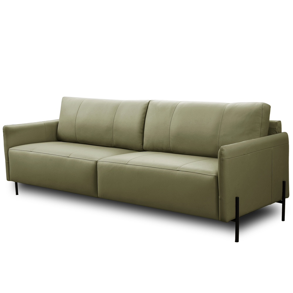 Sofá 4 Lugares Para Sala Living Industrial 264cm Italy L06 Couro Verde Musgo - Lyam Decor
