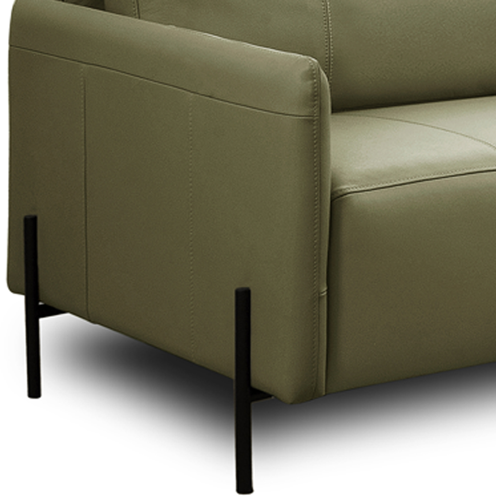 Sofá 4 Lugares Para Sala Living Industrial 264cm Italy L06 Couro Verde Musgo - Lyam Decor