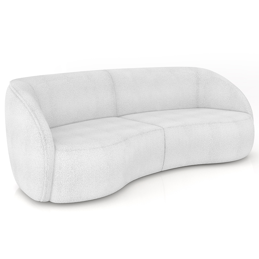 Sofá 4 Lugares Para Sala Living Orgânico 240cm Eron M03 Bouclê Branco - Lyam Decor