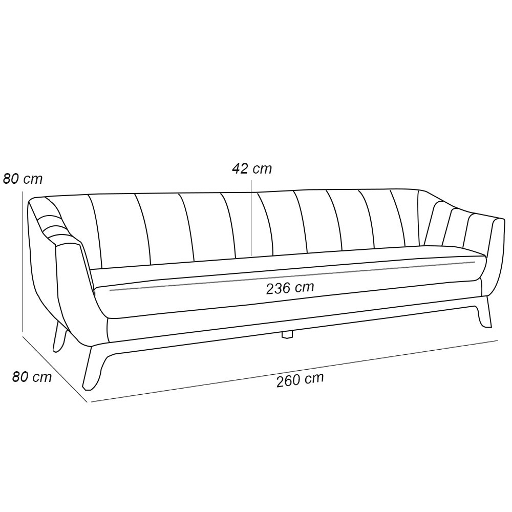 Sofá 4 Lugares Para Sala de Estar Atenas 260 cm D02 Linho Bege C-443 - Lyam Decor