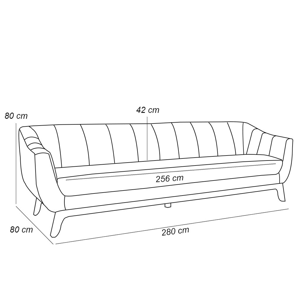 Sofá 4 Lugares Para Sala de Estar Atenas 280 cm D02 Linho Bege B-298 - Lyam Decor