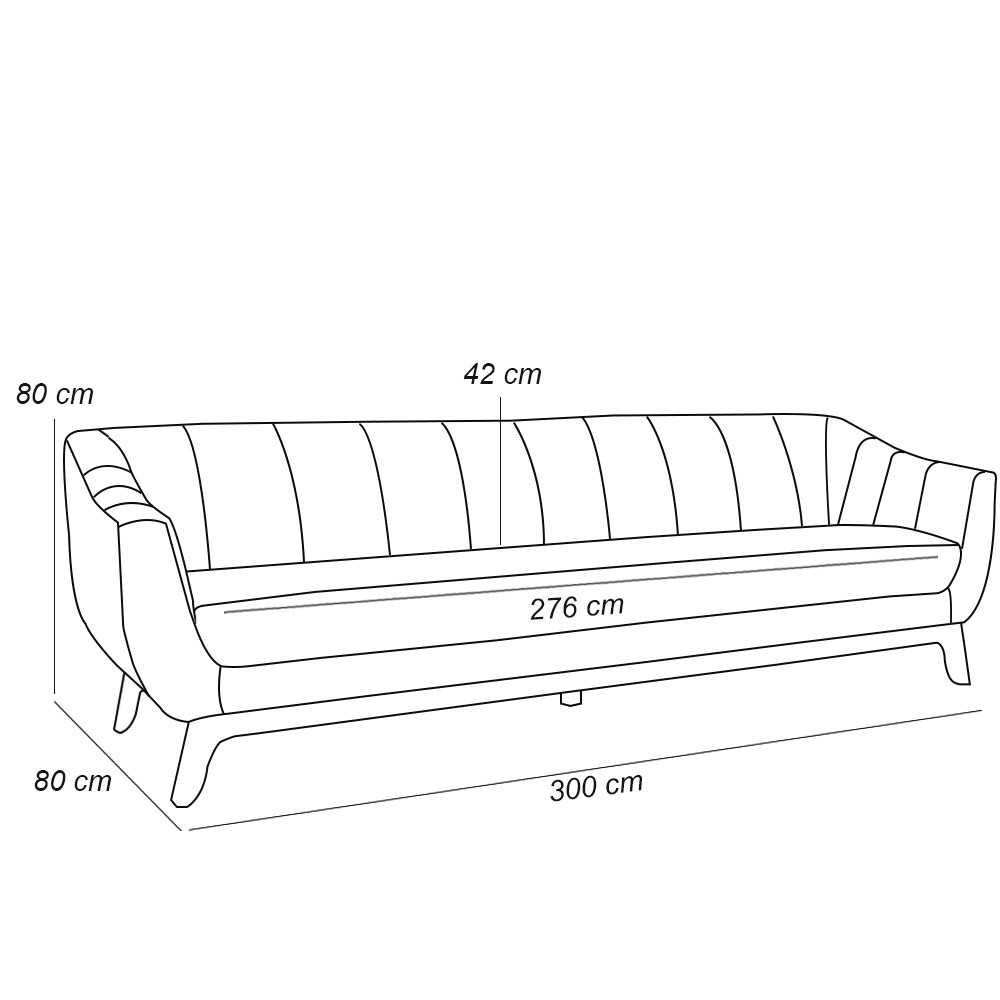 Sofá 4 Lugares Para Sala de Estar Atenas 300 cm D02 Linho Bege C-443 - Lyam Decor