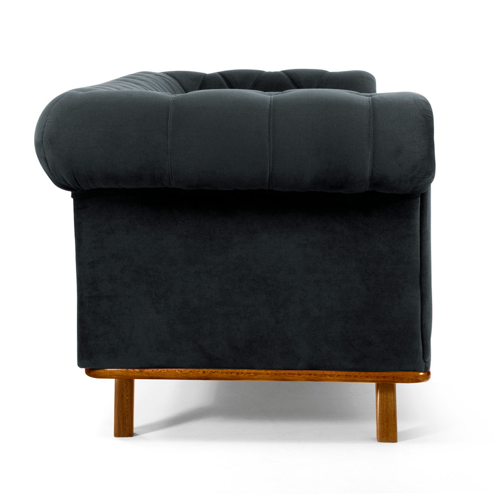 Sofá 4 Lugares Para Sala de Estar Império 260 cm D02 Veludo Cinza C-317 - Lyam Decor