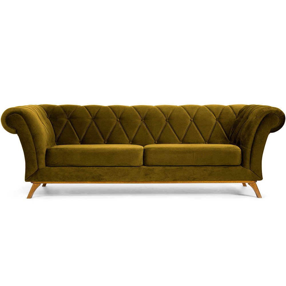 Sofá 4 Lugares Para Sala de Estar Império 260 cm D02 Veludo Mostarda B-260 - Lyam Decor