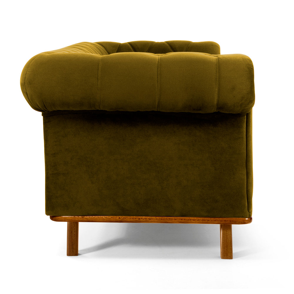 Sofá 4 Lugares Para Sala de Estar Império 260 cm D02 Veludo Mostarda B-260 - Lyam Decor