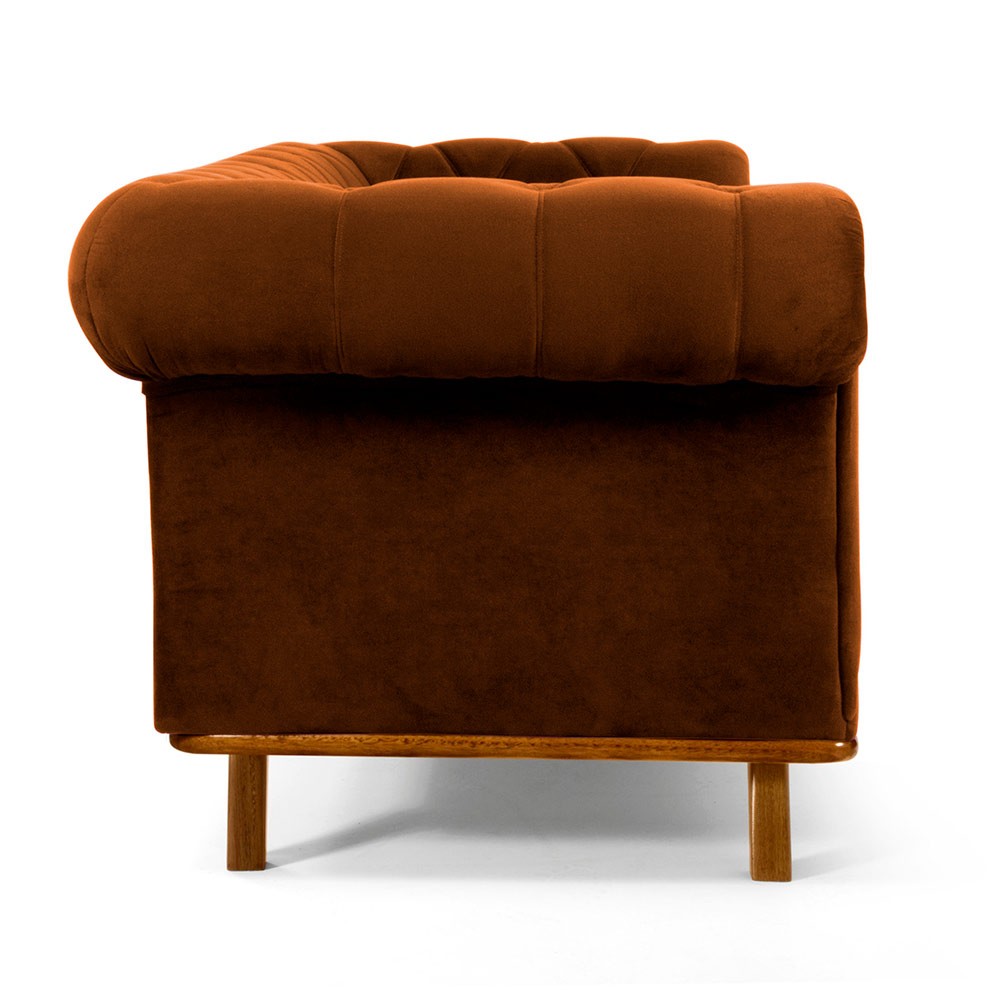 Sofá 4 Lugares Para Sala de Estar Império 260 cm D02 Veludo Telha B-262 - Lyam Decor