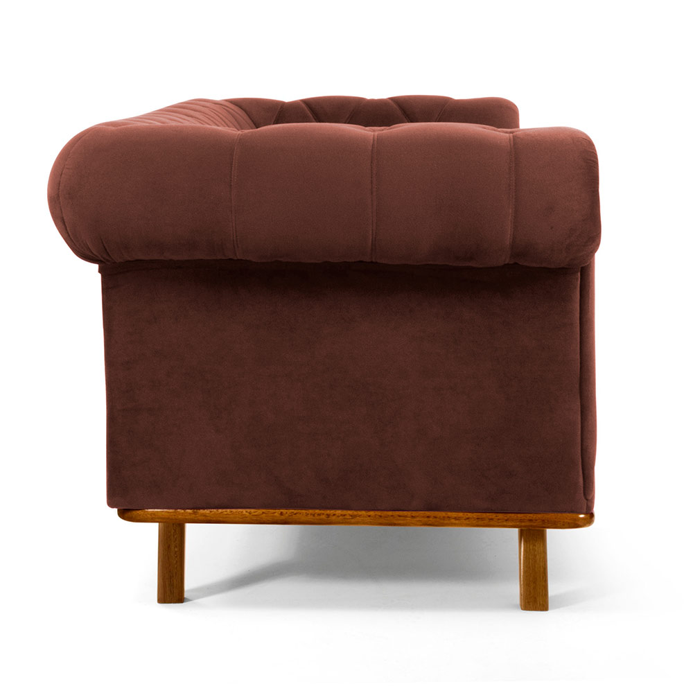 Sofá 4 Lugares Para Sala de Estar Império 280 cm D02 Veludo Marrom B-276 - Lyam Decor
