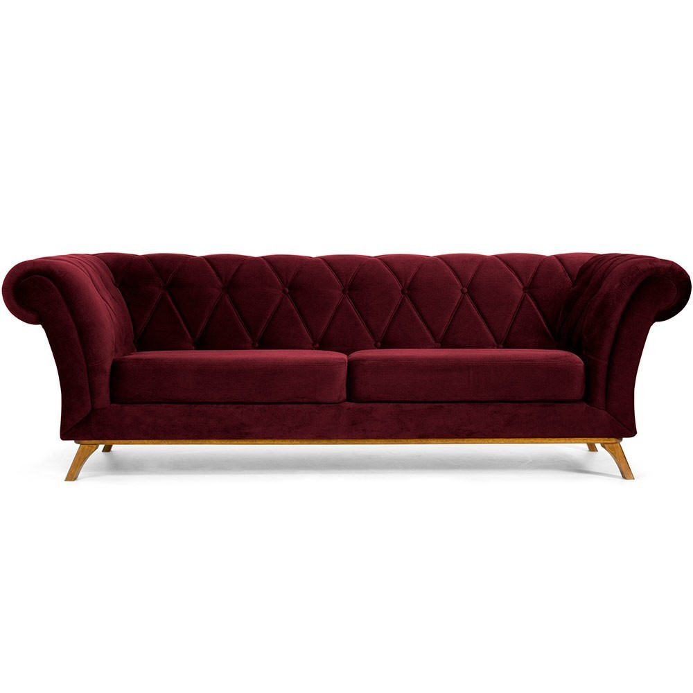 Sofá 4 Lugares Para Sala de Estar Império 300 cm D02 Veludo Marsala B-278 - Lyam Decor