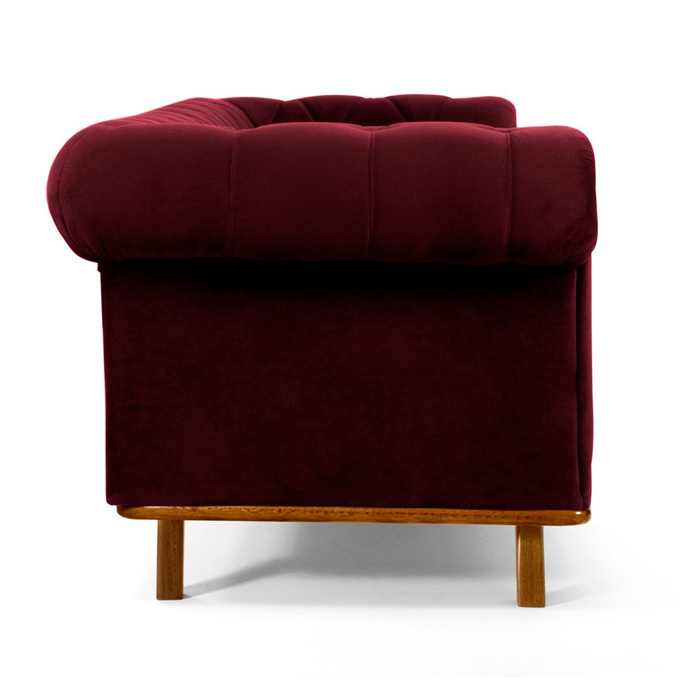 Sofá 4 Lugares Para Sala de Estar Império 300 cm D02 Veludo Marsala B-278 - Lyam Decor