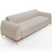 Sofá 4 Lugares Para Sala de Estar Kiev 260cm D02 Base Castanho Pés D'ouro Bouclê Creme C-54 - Lyam Decor