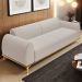 Sofá 4 Lugares Para Sala de Estar Kiev 260cm D02 Base Castanho Pés D'ouro Bouclê Creme C-54 - Lyam Decor