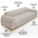 Sofá 4 Lugares Para Sala de Estar Kiev 260cm D02 Base Castanho Pés D'ouro Bouclê Creme C-54 - Lyam Decor