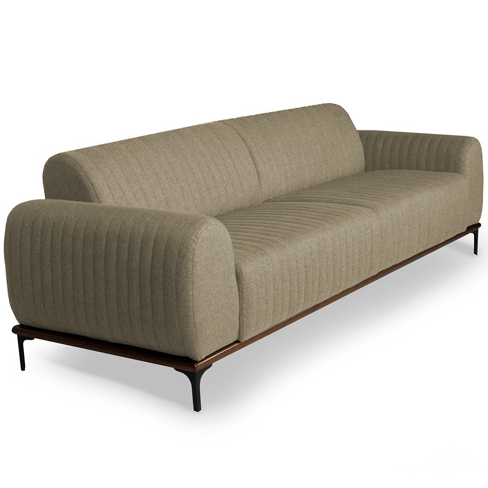 Sofá 4 Lugares Para Sala de Estar Molino 260 cm D02 Linho Bege C-129 - Lyam Decor