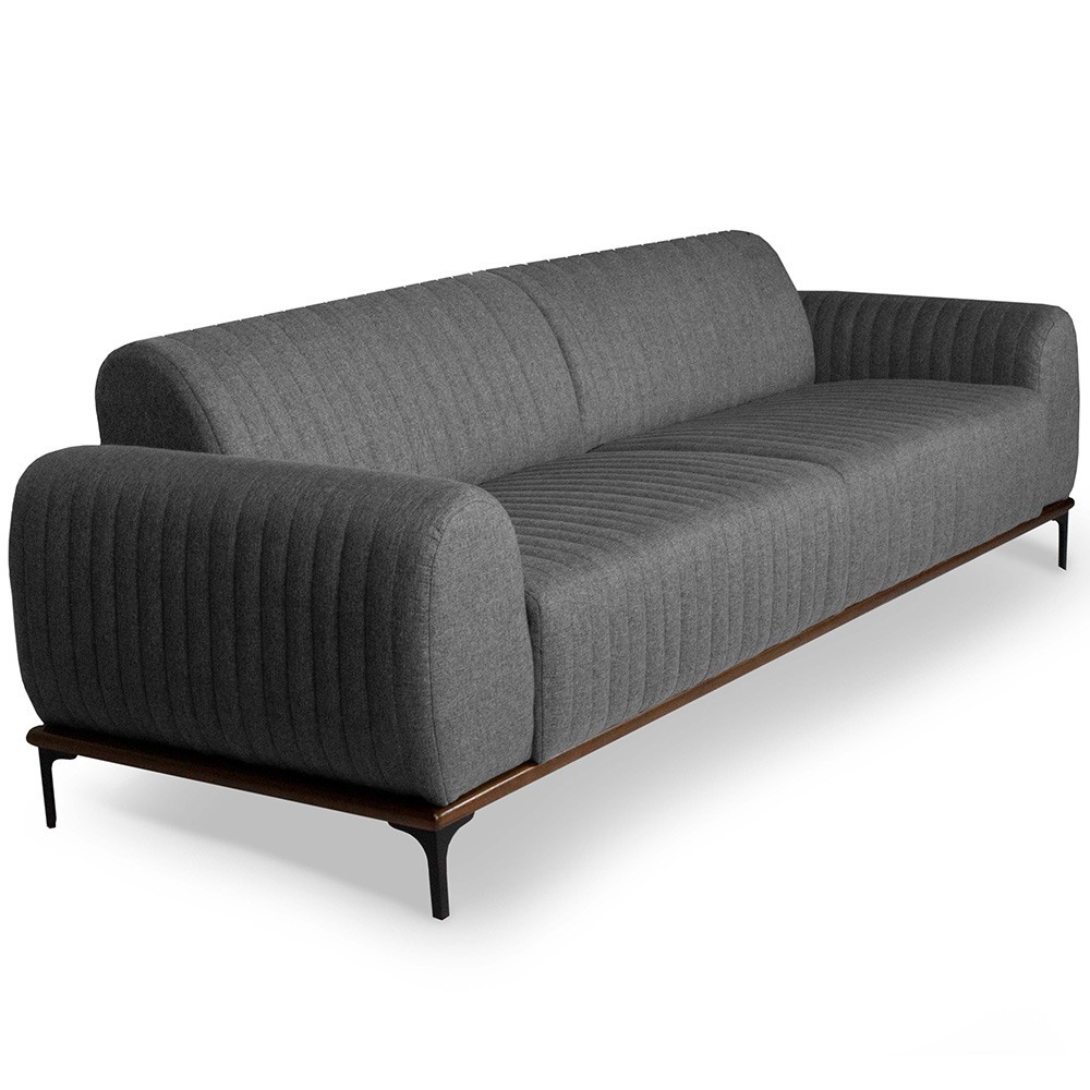 Sofá 4 Lugares Para Sala de Estar Molino 260 cm D02 Linho Cinza C-416 - Lyam Decor