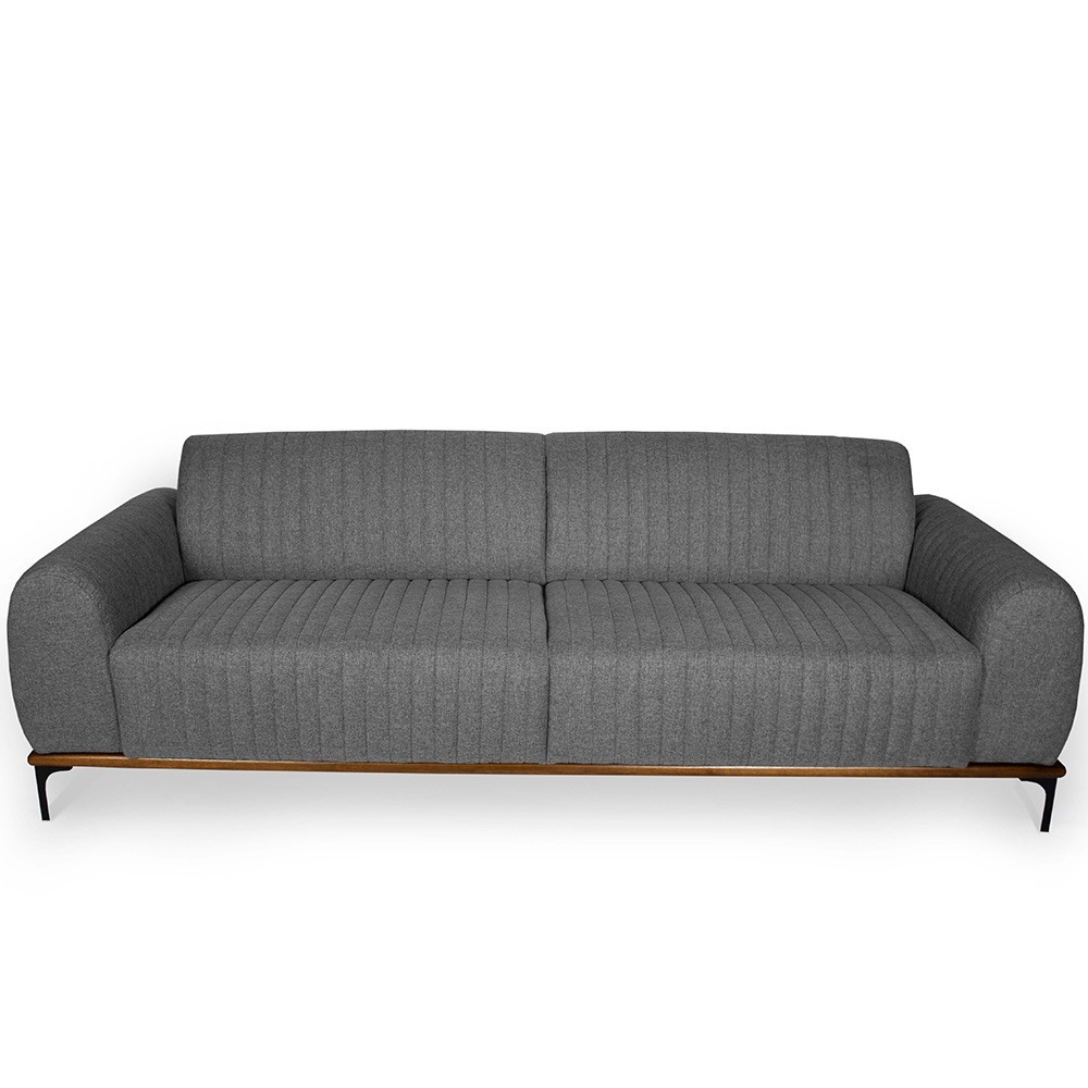 Sofá 4 Lugares Para Sala de Estar Molino 260 cm D02 Linho Cinza C-416 - Lyam Decor