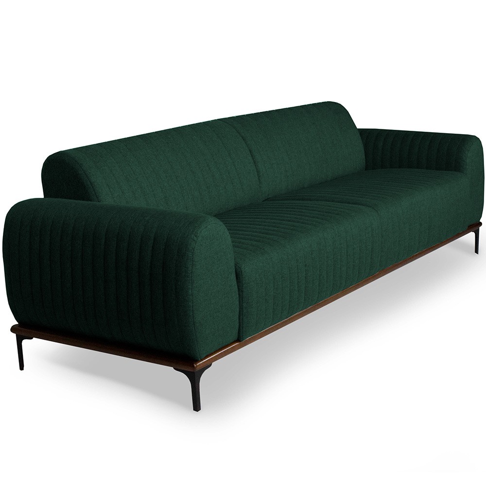 Sofá 4 Lugares Para Sala de Estar Molino 280 cm D02 Linho Verde Musgo C-117 - Lyam Decor
