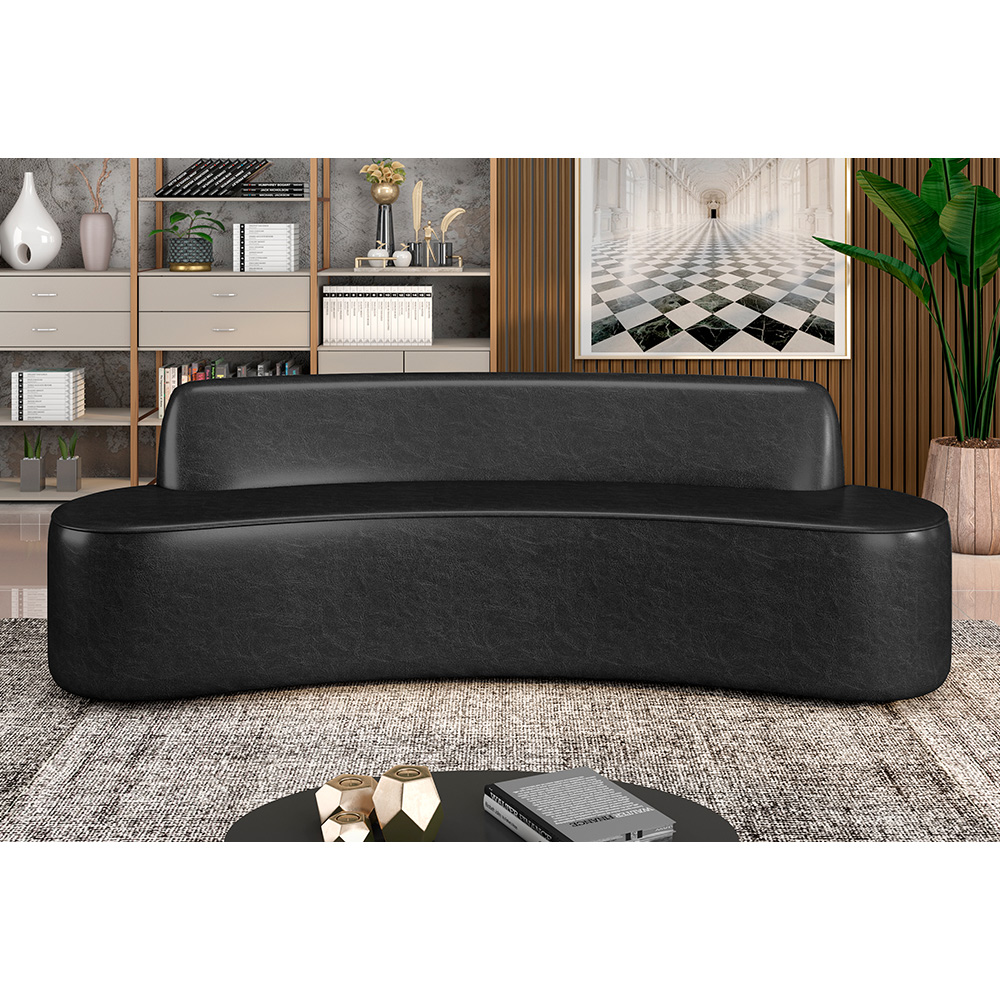 Sofá 4 Lugares Sala de Estar Cancún D02 Couríssimo Preto 280 cm B-159 - Lyam Decor