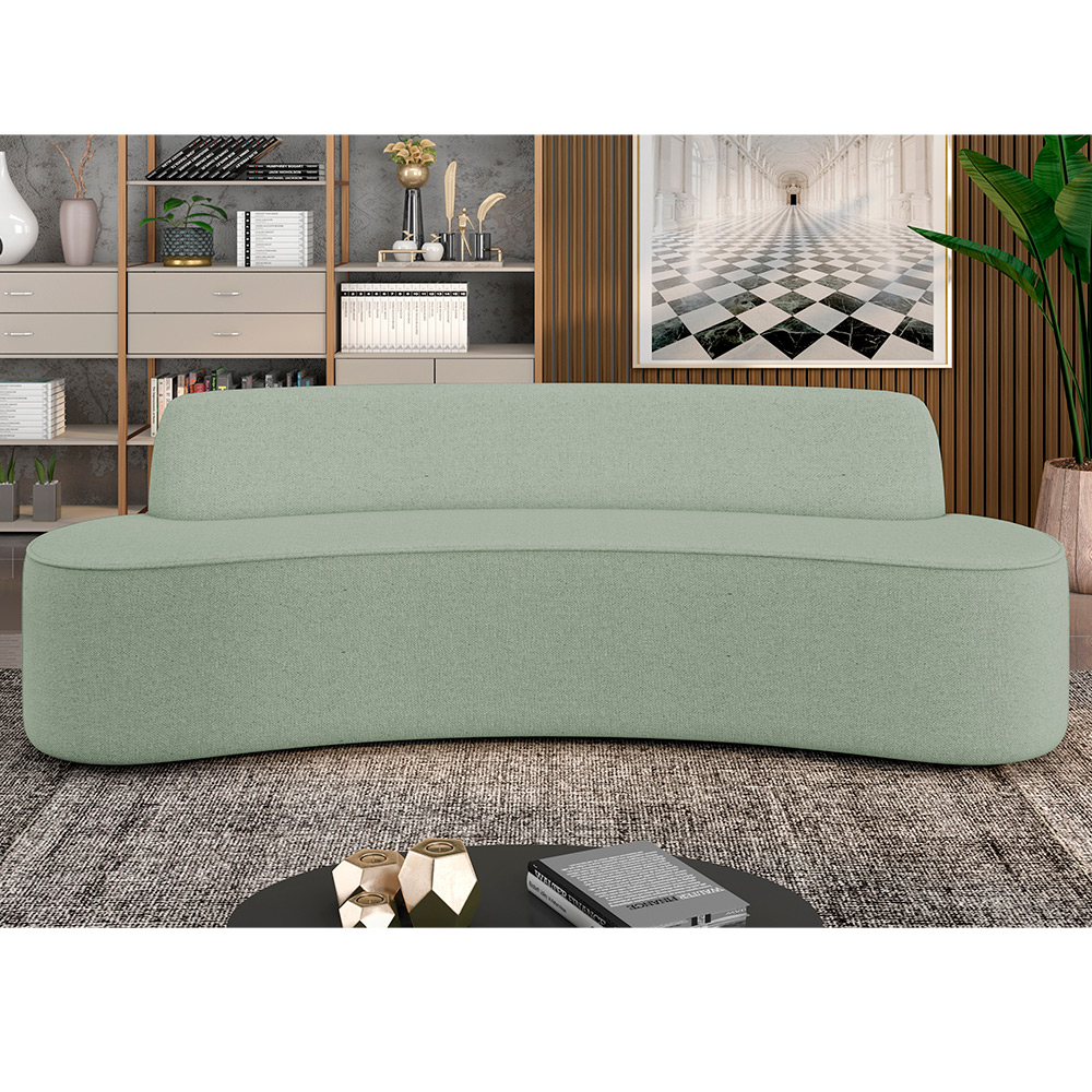 Sofá 4 Lugares Sala de Estar Cancún D02 Linho Verde 280 cm D-477 - Lyam Decor
