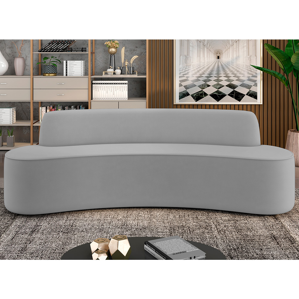 Sofá 4 Lugares Sala de Estar Cancún D02 Veludo Cinza 280 cm C-317 - Lyam Decor