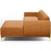 Sofá 4 Lugares com Chaise Direito Para Sala de Estar Molino 255cm D02 Base Castanho Pés D'ouro Couríssimo Whisky B-90 - Lyam Decor