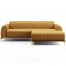 Sofá 4 Lugares com Chaise Direito Para Sala de Estar Molino 265cm D02 Base Castanho Pés D'ouro Prime Bouclê Mostarda PB-03 - Lyam Decor