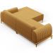 Sofá 4 Lugares com Chaise Direito Para Sala de Estar Molino 265cm D02 Base Castanho Pés D'ouro Prime Bouclê Mostarda PB-03 - Lyam Decor