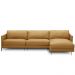 Sofá 4 Lugares com Chaise Direito Sala Living 300cm Amábile L06 Couro Marrom Claro - Lyam Decor