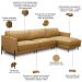 Sofá 4 Lugares com Chaise Direito Sala Living 300cm Amábile L06 Couro Marrom Claro - Lyam Decor