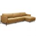 Sofá 4 Lugares com Chaise Direito Sala Living 300cm Amábile L06 Couro Marrom Claro - Lyam Decor