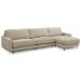 Sofá 4 Lugares com Chaise Direito Sala Living 316cm Logus L06 Couro Bege Areia - Lyam Decor