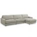 Sofá 4 Lugares com Chaise Direito Sala Living 316cm Logus L06 Couro Pérola - Lyam Decor