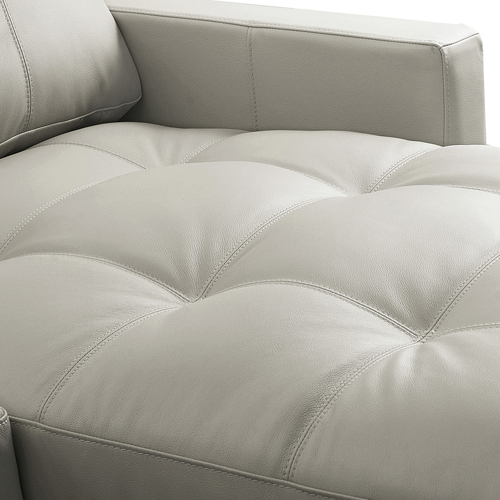 Sofá 4 Lugares com Chaise Direito Sala Living 316cm Logus L06 Couro Pérola - Lyam Decor