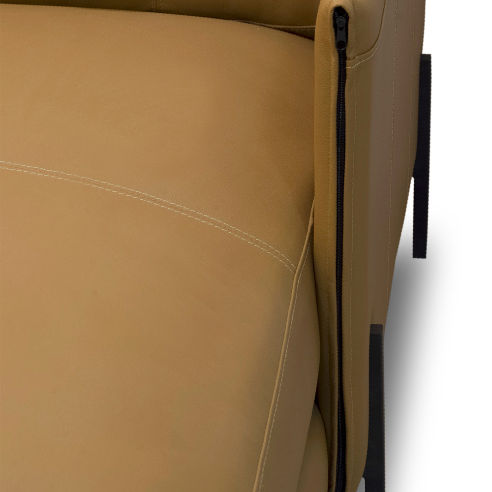 Sofá 4 Lugares com Chaise Direito Sala Living 330cm Amábile L06 Couro Marrom Claro - Lyam Decor