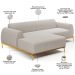 Sofá 4 Lugares com Chaise Esquerdo Para Sala de Estar Molino 255cm D02 Base Castanho Pés D'ouro Bouclê Creme C-54 - Lyam Decor