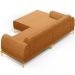 Sofá 4 Lugares com Chaise Esquerdo Para Sala de Estar Molino 255cm D02 Base Castanho Pés D'ouro Couríssimo Whisky B-90 - Lyam Decor