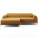 Sofá 4 Lugares com Chaise Esquerdo Para Sala de Estar Molino 255cm D02 Base Castanho Pés D'ouro Prime Bouclê Mostarda PB-03 - Lyam Decor