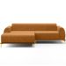 Sofá 4 Lugares com Chaise Esquerdo Para Sala de Estar Molino 265cm D02 Base Castanho Pés D'ouro Couríssimo Whisky B-90 - Lyam Decor