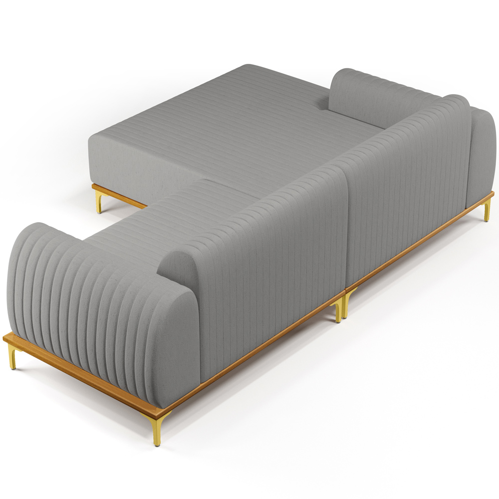 Sofá 4 Lugares com Chaise Esquerdo Sala Estar Molino 265cm D02 Linho Cinza Escuro C-416 - Lyam Decor