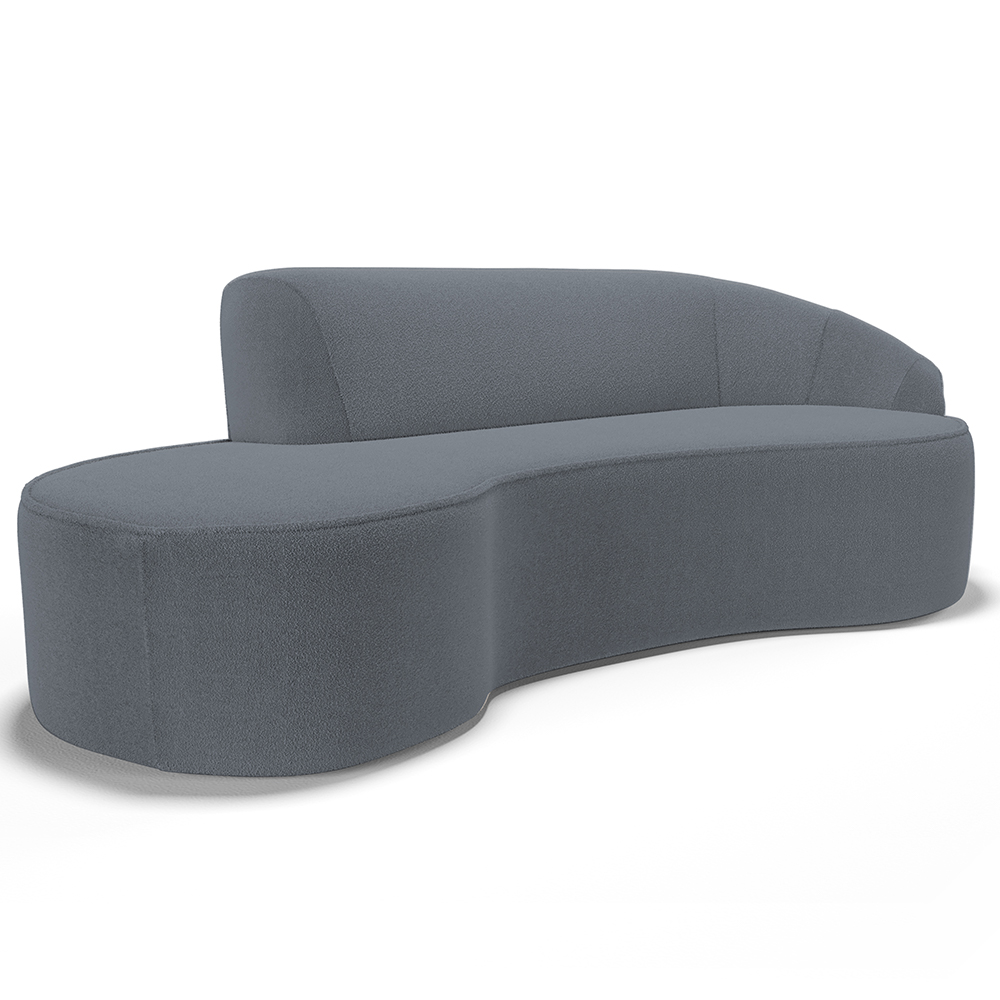 Sofá 5 Lugares Curvo Sala de Estar Living Firenze Direito D02 Bouclê Cinza Escuro 300 cm B-64 - Lyam
