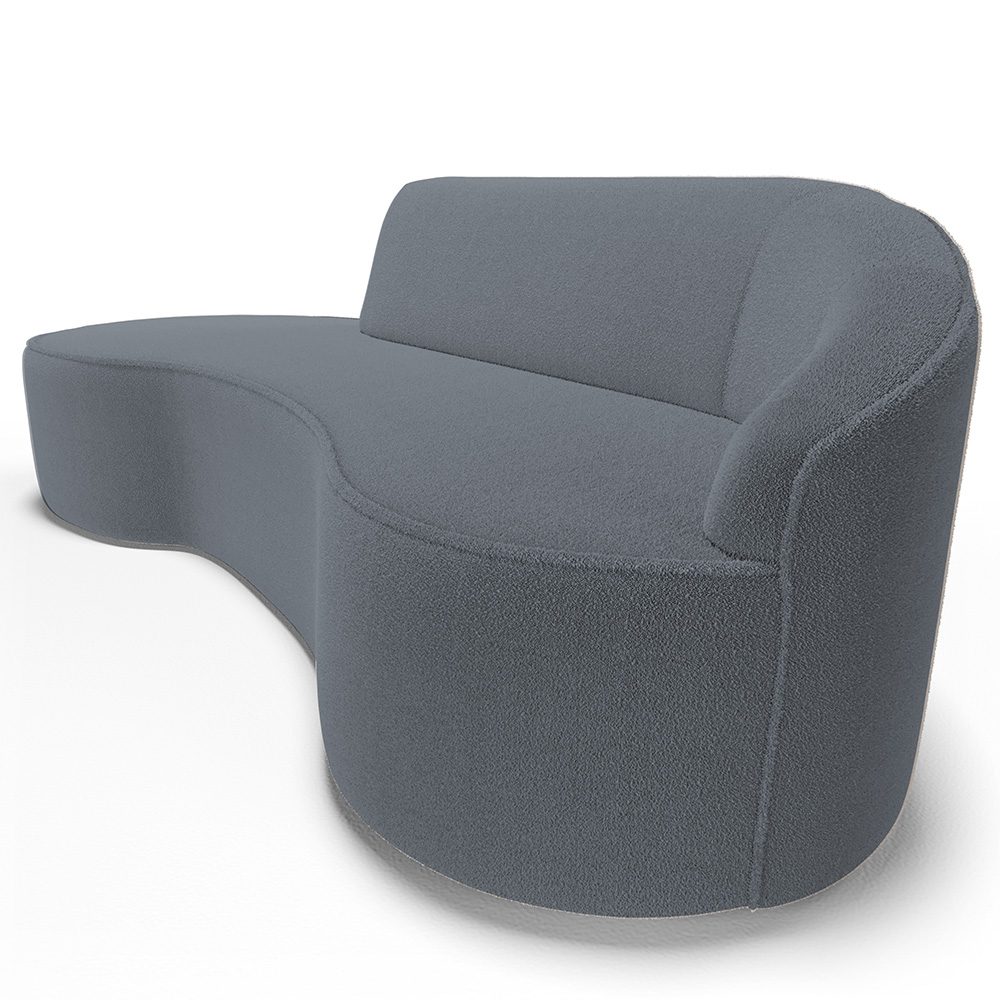 Sofá 5 Lugares Curvo Sala de Estar Living Firenze Direito D02 Bouclê Cinza Escuro 300 cm B-64 - Lyam