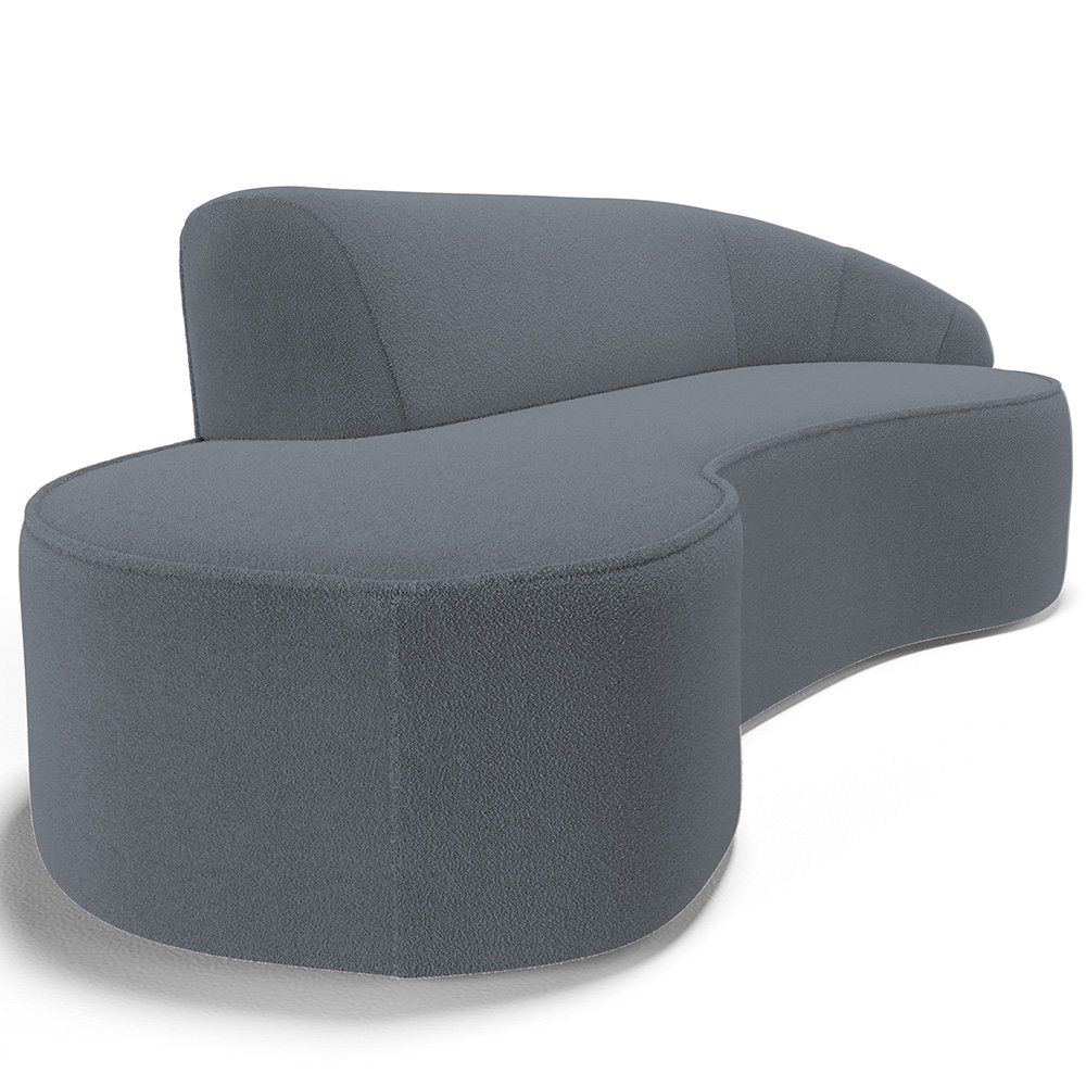 Sofá 5 Lugares Curvo Sala de Estar Living Firenze Direito D02 Bouclê Cinza Escuro 300 cm B-64 - Lyam