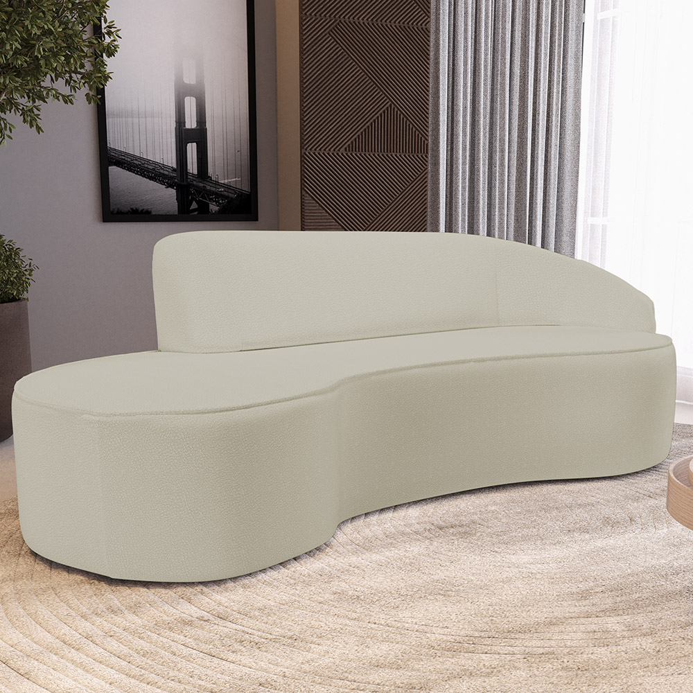 Sofá 5 Lugares Curvo Sala de Estar Living Firenze Direito D02 Corano Bege 300 cm C-26 - Lyam